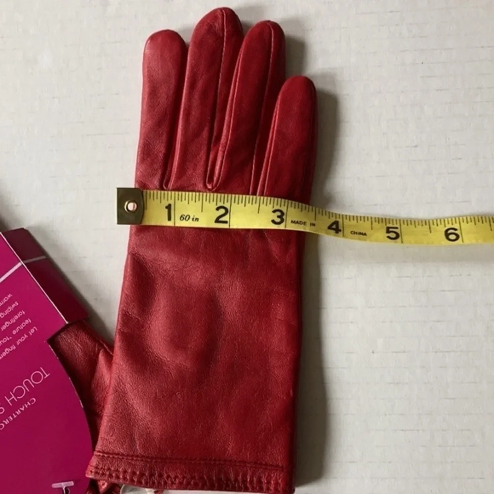Nwt CHARTER CLUB red 100% leather touch‎ screen gloves SMALL